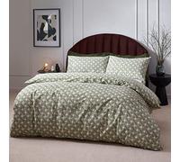 furn. Hoem Alexa Set Copripiumino - Terroso Geometrico Cotone Ricco Facile Da Curare Biancheria Da Letto (Oliva - 230x220cm)