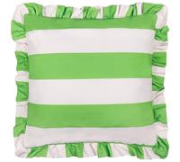 furn. Palm Royale Stripe Fodera Per Cuscino - Resistente All Acqua A Righe Audaci Bordo Con Volant Outdoor Fodera Decorativa (Verde - 50x50cm)