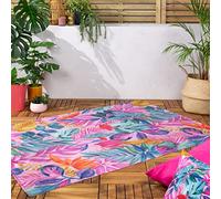 furn. Psychedelic Jungle Tappeto - Interno/Esterno Tropicale Floreale Lavabile Resistente Alle Intemperie Leggero Tappeto (Rosa - 120x170cm)