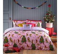 furn. Purrfect Christmas - Set copripiumino singolo, colore: rosa/lilla