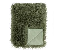 furn. Rowan Throw - Coperta decorativa in morbida pelliccia sintetica in stile mongolo con retro in velluto (Cachi - 130x175cm)