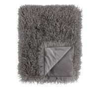 furn. Rowan Throw - Coperta decorativa in morbida pelliccia sintetica in stile mongolo con retro in velluto (Grigio - 130x175cm)