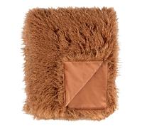 furn. Rowan Throw - Coperta decorativa in morbida pelliccia sintetica in stile mongolo con retro in velluto (Zenzero - 130x175cm)