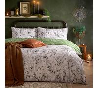 furn. Set copripiumino Celestial Stories - Reversibile con motivo mistico di tarocchi botanici dipinti a mano (Verde - King)