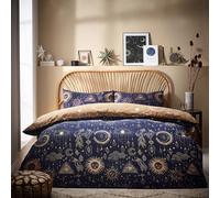 furn. Set copripiumino matrimoniale Constellation, cotone, poliestere, oro/blu navy, Costel/D02/GNV