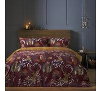 furn., Set copripiumino, motivo fauna della foresta, in cotone e poliestere, colore ruggine, per letto king size