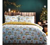 furn. Set copripiumino Twelve Days of Christmas, 3 pezzi, blu, matrimoniale