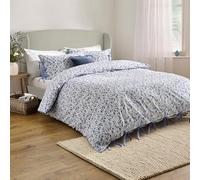 furn. Set copripiumino Wylder Nature Hannah - Biancheria da letto floreale in 100% cotone con chiusura a fiocco (blu - matrimoniale)