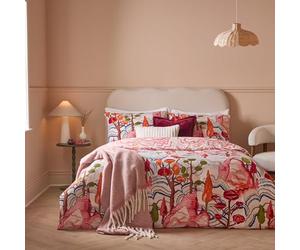 furn. Terra Nova Set Copripiumino - Reversibile Scena Di Funghi Montagna Bosco Astratto (Multicolore - Singolo - 137x200cm)