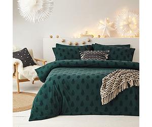 furn. The Line Yard Tufting Tree Super King Duvet Cover Set, Cotone, Verde Pino