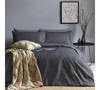 furn. The Linen Yard - Set copripiumino a spina di pesce, colore: carbone