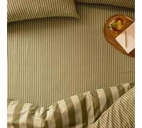furn. The Ultimate Stripe Lenzuolo Con Angoli - Lenzuolo In Polcotone A Righe Sottili Tonali (Tè Verde - Singolo - 90x190x32cm)