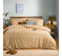 furn. The Ultimate Stripe Set Copripiumino - Biancheria Polibcotone Reversibile Con Strisce Sottili Grandi (Latte Caramello - Singolo - 137x200cm)