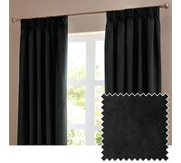 furn. The Ultimate Velvet coppia di tende a pieghe - Tende in velluto morbide ed eleganti che oscurano la stanza (Nero - 229x137cm)