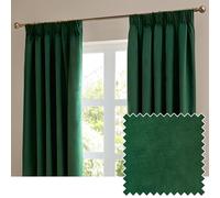 furn. The Ultimate Velvet coppia di tende a pieghe - Tende in velluto morbide ed eleganti che oscurano la stanza (Smeraldo - 168x229cm)