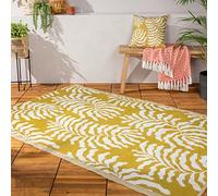 furn. Tocorico Tappeto - Interno/Esterno Reversibile Tessuto Jacquard Durevole Resistente Alle Intemperie Facile Da Pulire Tropicale Tappeto (Senape - 120x180cm)