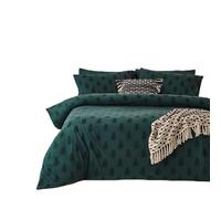 furn. Tufted Tree Set Copripiumino (Verde Pino - Super King) | Percalle Fresca 100% Cotone Albero Trapuntato Natalizio Festivo Biancheria Da Letto Facile Da Curare