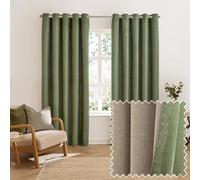 furn. Verso Coppia Di Tende Oscuranti Con Occhielli - Tende In Pelle Scamosciata Reversibili Con Anello Superiore Che Bloccano La Luce (Verde - 168x229cm)