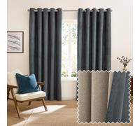 furn. Verso Coppia Di Tende Oscuranti Con Occhielli - Tende In Pelle Scamosciata Reversibili Con Anello Superiore Che Bloccano La Luce (Petrolio - 117x137cm)
