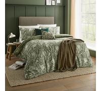 furn. Wylder Albus Set Copripiumino - Reversible Bosco Gufo Slub Cotone Ricco Biancheria Da Letto (Verde Foresta - 137x200cm)