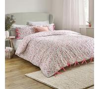 furn. Set copripiumino Wylder Nature Hannah - Biancheria da letto floreale in 100% cotone con chiusura a fiocco (Rosa - King)