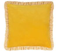 furn. Wylder Solene Ruffle Cuscino Imbottito In Poliestere - Velluto Pastello Morbido Bordo A Righe Cuscino Decorativo (Giallo - 45x45cm)