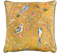 furn. Wylder Tropics Orient Copricuscino - Design floreale con uccelli Chinoiserie in velluto (Oro - 43 × 43 cm)