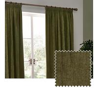 furn. Yard Heavy Chenille Oscuranti Pieghe A Matita Coppia Di Tende - Tende In Velluto Morbido Foderate Che Bloccano La Luce (Oliva - Larghezza 117 x Lunghezza 137cm)