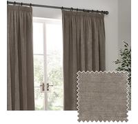furn. Yard Heavy Chenille Oscuranti Pieghe A Matita Coppia Di Tende - Tende In Velluto Morbido Foderate Che Bloccano La Luce (Greige - Larghezza 229 x Lunghezza 183cm)