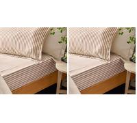 furn. Yard Hebden Coppia Di Federe Mélange Stripe 100% Cotone - Reversibile Bordo Oxford Testurizzato Morbido (Pecan - 50x75cm) (Confezione da 2)