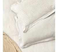 furn. Yard Hebden Coppia Di Federe Mélange Stripe 100% Cotone - Reversibile Bordo Oxford Testurizzato Morbido (Naturale - 50x75cm)