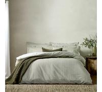 furn. Yard Hebden Cotone A Righe Mélange Set Copripiumino - Biancheria Da Letto Reversibile Ultra Morbida A Righe (Oliva - King UK Standard - 230x220cm)