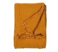 furn. Yard Lark Mussola Di Cotone Coperta - Morbida Texture Stropicciata Coperta (Cumino - 240x260cm)