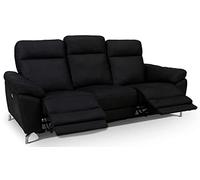 Furnhouse Ibbe Design Divano Reclinabile 3 Posti Nero Poltrona Relax Elettrico e Design Moderno Selesta in Tessuto, Imbottito con Braccioli e Poggiapiedi e con Porta USB, 222x96x101