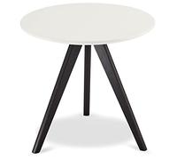 Furnhouse Ibbe Design Tavolino da Caffè ø 48 cm Tavolino Rotondo Bianco Tavolino Moderno da Salotto Soggiorno Life Stile Scandinavo Nordico, Gambe in Legno Masselo Nero
