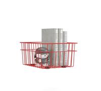 furni24 Cestino in metallo - Moderno cestino in filo metallico per riporre - Robusto ed elegante organizer per ufficio, soggiorno o bagno, rosso