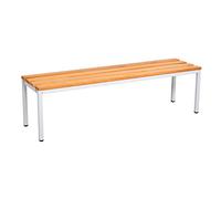 furni24 Panca spogliatoio, Acciaio Quadrato e Legno Duro Laccato, Faggio/Grigio, 150 cm x 42 cm x 40 cm