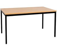 furni24 Scrivania 120 x 80 x 75 cm faggio, TÜV/GS - Tavolo rettangolare universale con piastra laminata, struttura in metallo e piedini di livellamento, home office come scrivania, tavolo per computer, tavolo da pranzo