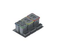 FurniFit Sistema di raccolta differenziata della spazzatura da cucina per armadio da 80 cm, 4 scomparti, 2 x 15 l, 2 x 7 l, con coperchio e manico, per cassetti, per la raccolta dei rifiuti, colore