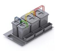 FurniFit Sistema per Raccolta Differenziata Cucina per Mobile da 90 cm a 4 Scomparti 80,3x49x40 cm (2x 20L + 2x 9L) con Coperchio Raccoglitore da Incasso