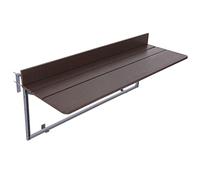 FURNIKNA Tavolino Pieghevole Per Balcone, Tavolo da Appendere Ringhiera, 5 Marce Regolabile in Altezza Tavolino sospeso per Balcone Per Terrazza, Giardino, Marrone (120-37cm)