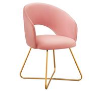 Furniliving Accent Chair Velvet Comode sedie da salotto per camera da letto, sedia da toeletta imbottita, sedia a botte per soggiorno, sedia moderna di metà secolo, con gambe dorate, 1 pezzo (rosa)