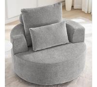 Furnimart Sedia oversize da 101,6 cm, girevole a 360°, in spugna di ciniglia ad alta resilienza, nessun montaggio, seduta larga, cuscini di supporto per soggiorno, camera da letto, appartamento