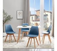 FURNITABLE Set di tavolo da pranzo - tavolo da cucina con set di 4 sedie per sala da pranzo scandinavo, blu navy, sedie - 110 x 70 x 75 cm