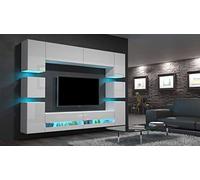 Furnitech AN36 Heidi Pareti atrezzate, Base Porta TV e pensili e scaffali, Soggiorno moderno, Armadio moderno TV (Led blu, AN36-18HG-W2 1A)