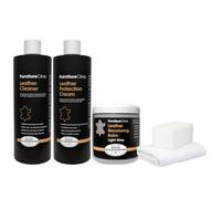 Furniture Clinic Kit Completo di restauro della Pelle - Grigio Chiaro | Include balsamo ricolorante, detergente, Crema Protettiva, Spugna e Panno | ripristina e ripara