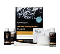 Furniture Clinic Kit di Riparazione per Volanti in Pelle (Nero) - Rimuove qualsiasi Accumulo di Grasso, Ripara Qualsiasi Danno e Ripristina il Colore di Qualsiasi Volante in Pelle Usurata