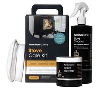 Furniture Clinic Kit per la cura della stufa - Pulisce e rinnova bruciatori a legna, grate e caminetti - Rimuove fuliggine e sporco - Per stufe in vetro e metallo - Detergente e lucidante