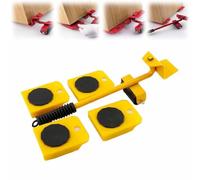 Furniture Lift Mover Tool Set,Furniture Movers With Wheels,Heavy Duty Furniture Lifter And Sliders Kit,4 Wheels Transport Shifter,Appliance Rollers,Adjustable Height Lifting Tool Lever (Yellow)
