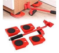 Furniture Move, Furniture Lift Mover Tool Set, Upgrade Furniture Lifter Tool Movers with Adjustable Height Lifting Lever & 4 Wheels(Red)